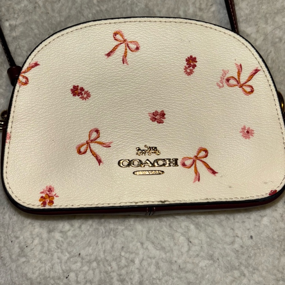 Coach Pink and White Crossbody Bag with Floral Design